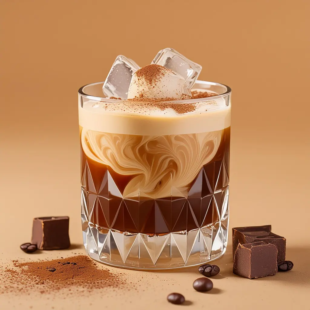 Firefly Un verre old fashioned. à l'intérieur, la liqueur de café sombre se mélange avec la crème tr.webp