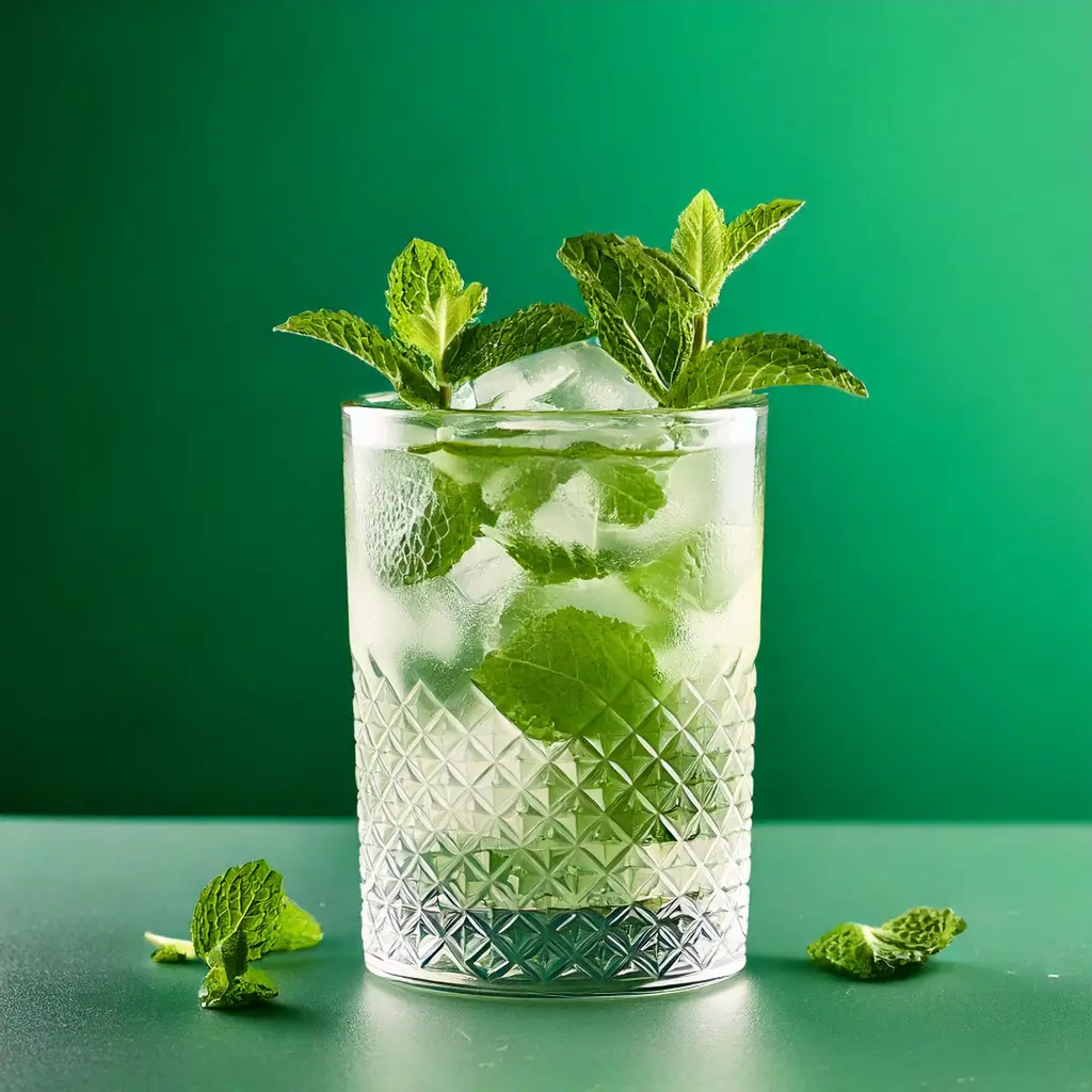 Firefly Un cocktail à base de vodka et de menthe fraîche sur un fond uni dans les tons verts 71573.webp